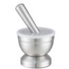 ALMOFARIZ PILAO C/SOCADOR Ø10×9CM INOX C/TAMPA PLASTICA